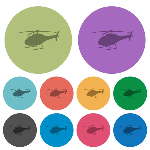 Helikopter Silhouette Dunklere Flache Symbole Auf Rundem Hintergrund — Stockvektor
