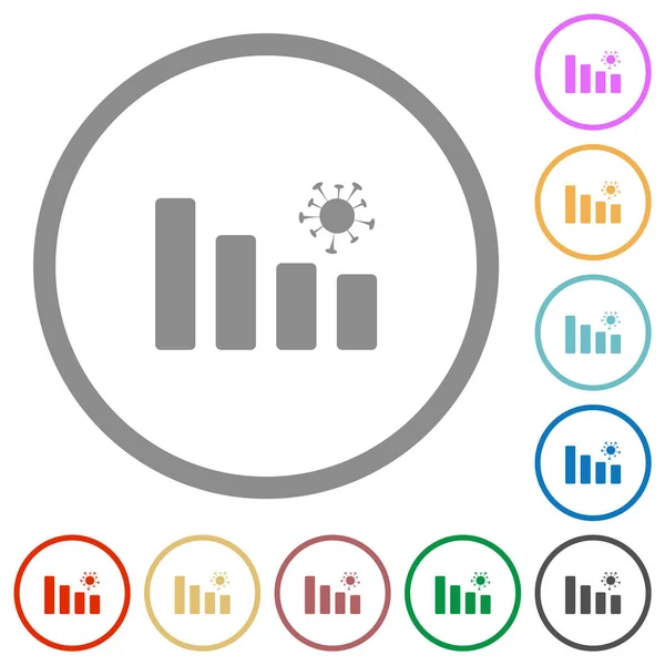 Ковид График Плоские Иконки Цвета Круглых Контурах Белом Фоне — стоковый вектор