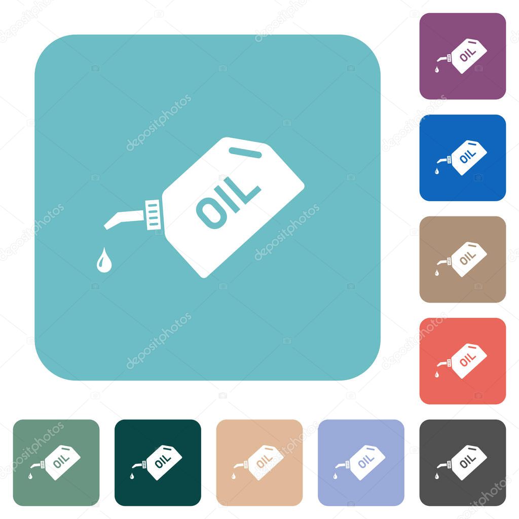 Oiler with oil drop white flat icons on color rounded square backgrounds
