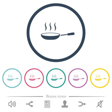 Buharda kızaran tavanın düz renkli simgeleri yuvarlak hatlarda. 6 bonus simgesi dahil.