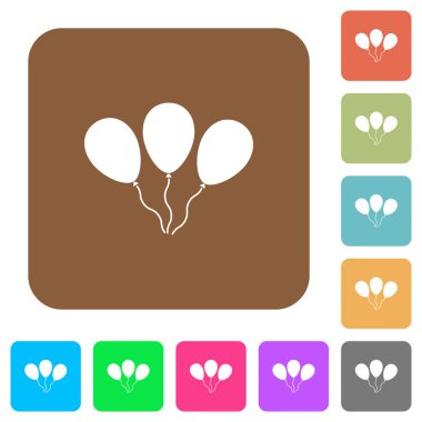 Yuvarlak kare renkli arkaplanda üç balon düz simge.