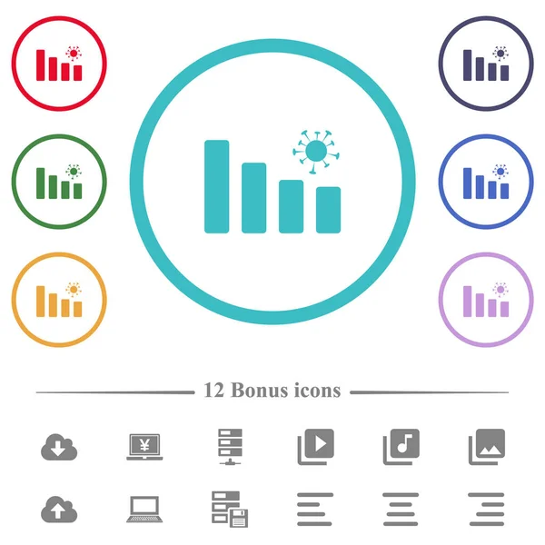 Iconos Color Plano Gráfico Covid Contornos Forma Círculo Iconos Bonificación — Archivo Imágenes Vectoriales