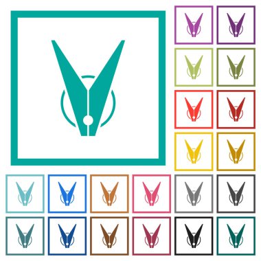 Çeyrek çerçeveli düz renk simgeleri beyaz arkaplanda