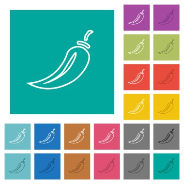 Kırmızı biberli, düz arkaplanda çok renkli düz simgeler. Uçan veya etkin efektler için beyaz ve koyu simge varyasyonları.