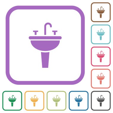 Basit simgeleri beyaz arkaplanda yuvarlak kare çerçevelerle batır