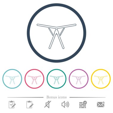 Katlanabilir çamaşır kurutma makinesi düz renk simgeleri yuvarlak hatlarda. 6 bonus simgesi dahil.