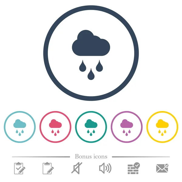Rainy Weather Flat Color Icons Outlines Bonus Icons Included — Stock Vector