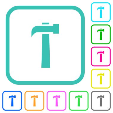 Beyaz zemin üzerinde eğri kenarlı eski çekiç renkli düz simgeler