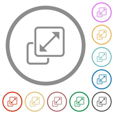 Beyaz arkaplanda düz renk simgelerini yuvarlak hatlarda yeniden boyutlandır