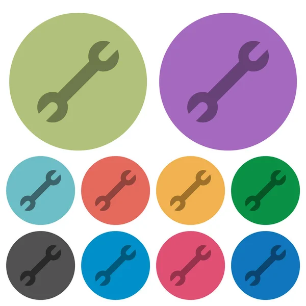 Single Wrench Darker Flat Icons Color Background — Stock Vector