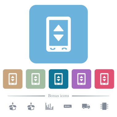 Mobil ayarlar beyaz yassı simgeler renkli yuvarlak kare arkaplanlar üzerinde ayarlanır. 6 bonus simgesi dahil