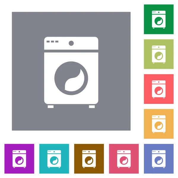 Washing Machine Flat Icons Simple Color Square Backgrounds — Stock Vector