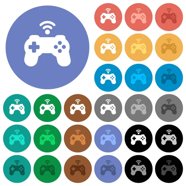 Controlador Juego Inalámbrico Iconos Planos Multicolores Fondos Redondos Incluye Variaciones — Archivo Imágenes Vectoriales