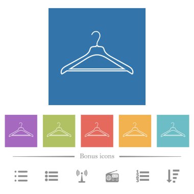 Giysiler kare arkaplan içinde düz beyaz simgeler asar. 6 bonus simgesi dahil.