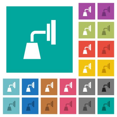 Duvar lambası düz arkaplan üzerinde çok renkli düz simgeler. Uçan veya etkin efektler için beyaz ve koyu simge varyasyonları.