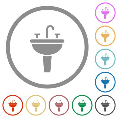 Düz renk simgelerini beyaz arkaplanda yuvarlak çizgilerle batır