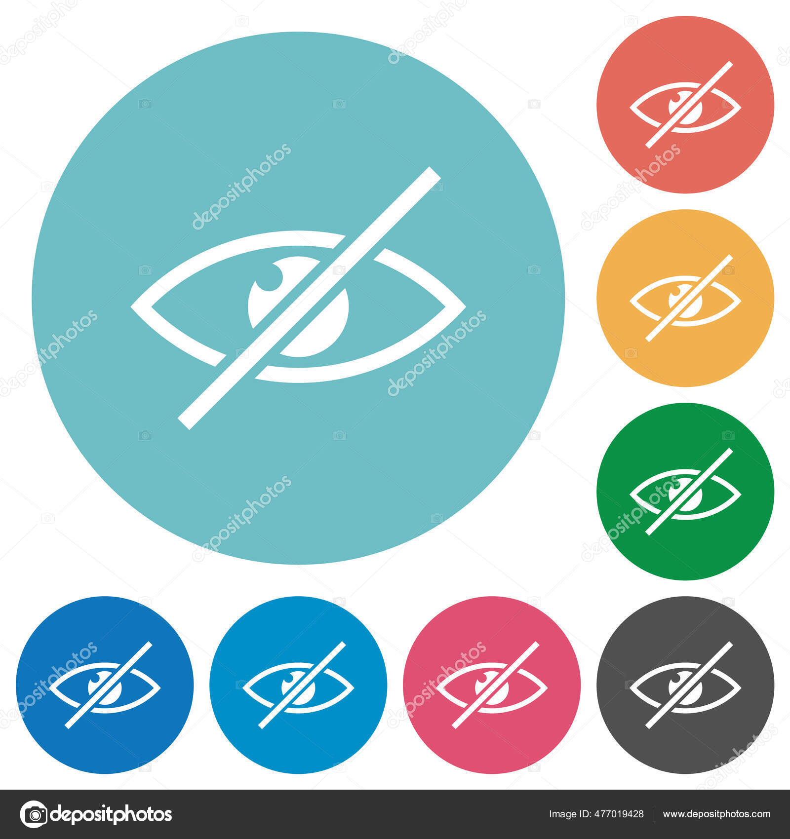 Visually Impaired Flat White Icons Color Backgrounds Stock Vector Image ...