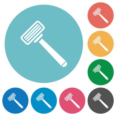 Razor düz beyaz simgeler yuvarlak renk arkaplan