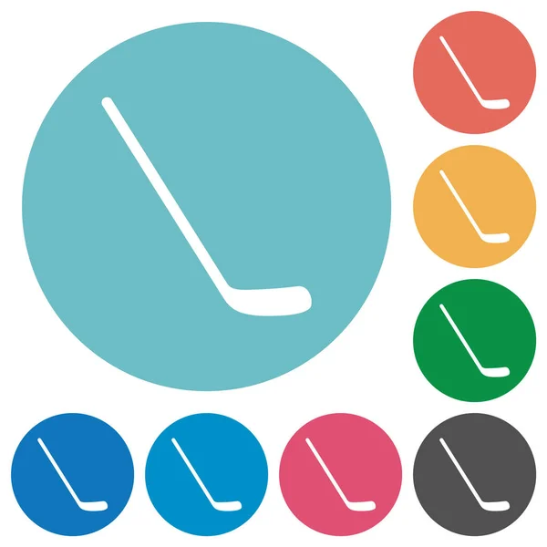 Ice Hockey Stick Flat White Icons Color Backgrounds — Stock Vector