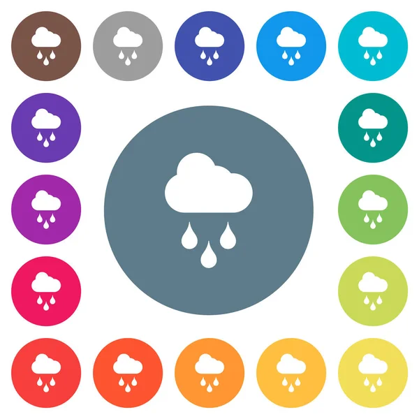 Rainy Weather Flat White Icons Color Backgrounds Background Color Variations — Stock Vector