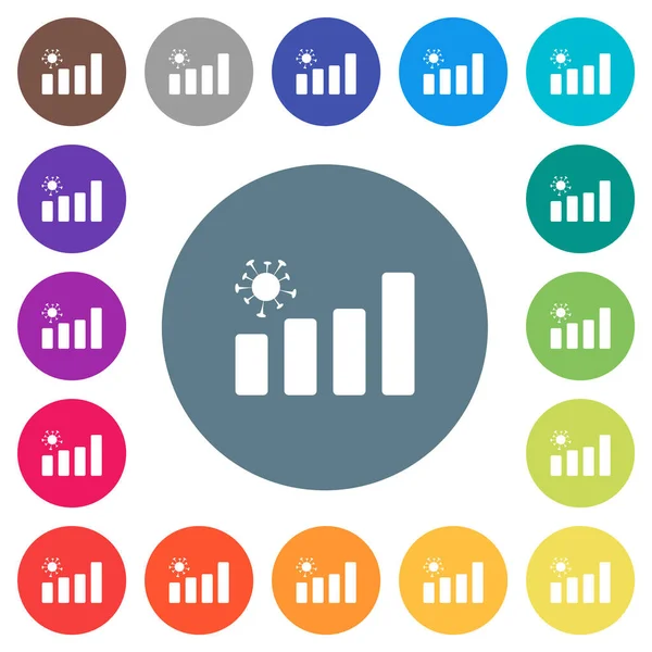 Gráfico Vívido Ícones Brancos Planos Fundos Cor Redonda Variações Cor —  Vetores de Stock