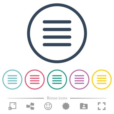 Metin hizalaması düz renk simgelerini yuvarlak çizgilerde haklı çıkarır. 6 bonus simgesi dahil.