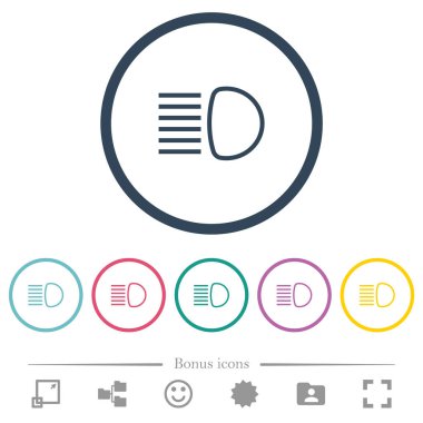 Ana ışın farları yuvarlak hatlarda düz renk simgeleri gösteriyor. 6 bonus simgesi dahil.