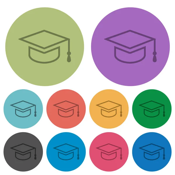 Graduation Cap Darker Flat Icons Color Background — Stock Vector