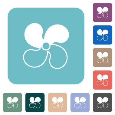 Renkli yuvarlak kare arkaplan üzerinde araba fan seviyesi 2 beyaz düz simgeler