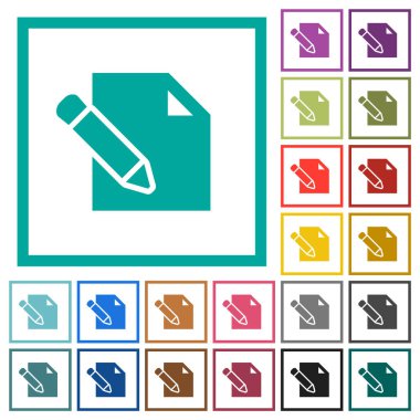 Beyaz arkaplanda çeyrek çerçeve içeren düz kalem renk simgeleri ile düzenle