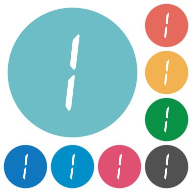 Yuvarlak renk arkaplanındaki yedi doğru parçasının birincisi olan düz beyaz simgeler