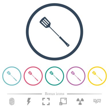 Barbekü spatula düz renk simgeleri yuvarlak hatlarda. 6 bonus simgesi dahil.