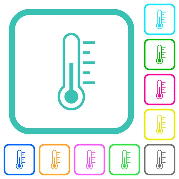 Termómetro Temperatura Média Vívida Colorido Ícones Planos Bordas Curvas Sobre — Vetor de Stock