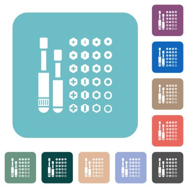 Tornavida kümesi beyaz düz simgeleri yuvarlak kare arkaplan renginde parçalar