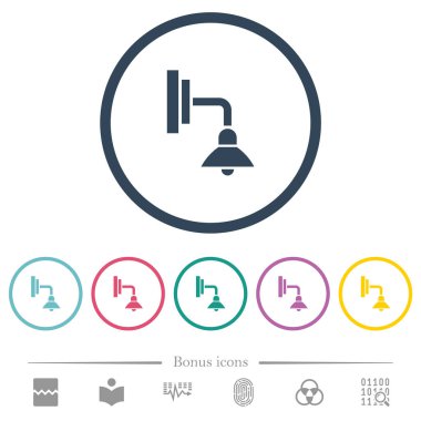 Yuvarlak çizgilerde düz renkli duvar lambası simgeleri. 6 bonus simgesi dahil.