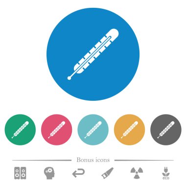 Ateşli, düz beyaz simgeler, yuvarlak renkli arka planlar. 6 bonus simgesi dahil.