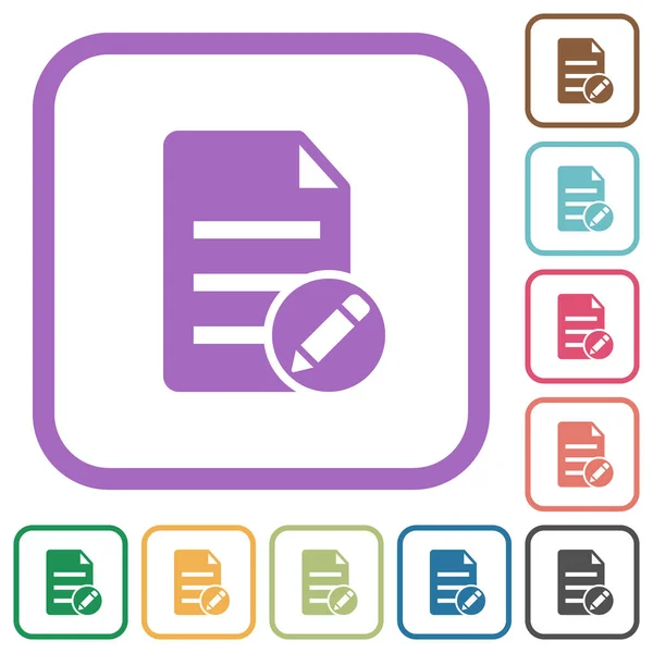 Modifier Document Icônes Simples Couleur Arrondis Cadres Carrés Sur Fond — Image vectorielle