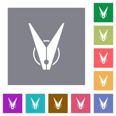 Basit renk kare arkaplanlarında Clothespin yassı simgeleri