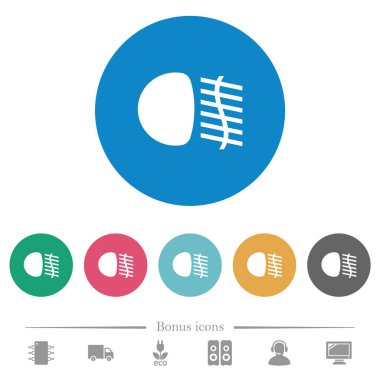 Sis ışıkları yuvarlak renkli arka planda düz beyaz simgeler. 6 bonus simgesi dahil.