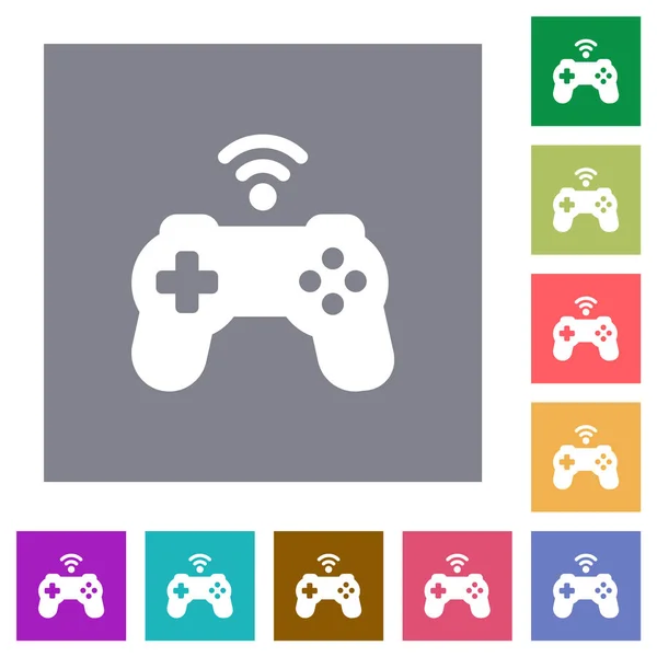 Controlador Juego Inalámbrico Iconos Planos Sobre Fondos Cuadrados Color Simples — Archivo Imágenes Vectoriales