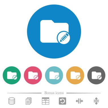 Dizin düz beyaz simgeleri yuvarlak renk arkaplanında düzenle. 6 bonus simgesi dahil.