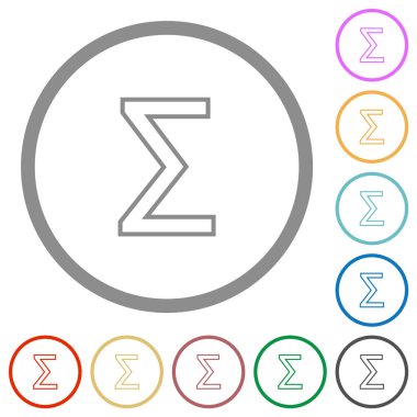 Beyaz arkaplanda yuvarlak hatlı simge düz renk simgeleri