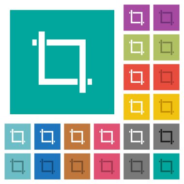 Kırpma aracı çok düz simgeler düz kare arka plan üzerinde renkli. Beyaz ve koyu kutsal kişilerin resmi varyasyon hover veya etkin efektleri dahil.