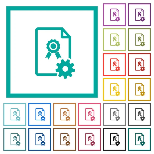 Generating Certificate Flat Color Icons Quadrant Frames White Background — Wektor stockowy