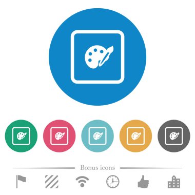 Düz beyaz simgeleri yuvarlak renk arkaplanlarına göre ayarla. 6 bonus simgesi dahil.