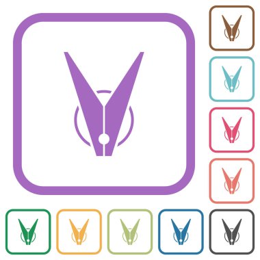 Beyaz arkaplanda renk yuvarlak kare çerçeveli basit simgeler