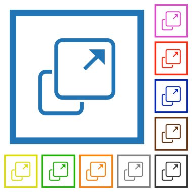 Beyaz arkaplanda kare çerçevelerdeki düz renk simgelerini genişlet