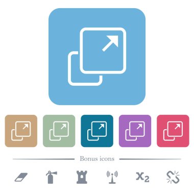 Renkli yuvarlak kare arkaplanlar üzerine beyaz düz simgeleri uzatın. 6 bonus simgesi dahil