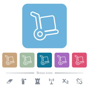 Rengârenk kare arka planda beyaz el kamyonu simgeleri. 6 bonus simgesi dahil