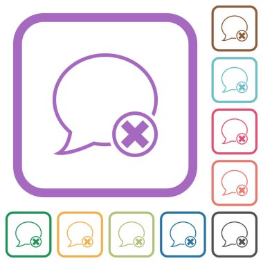 İleti ana hatlarını beyaz arkaplandaki renkli yuvarlak kare çerçevelerle iptal et